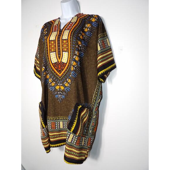 True Rock Free Size Tunic Top Shirt Caftan Boho Tribal Glittery Floral Silky - Picture 4 of 12